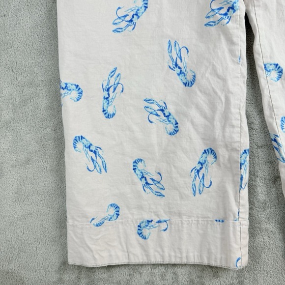 Maeve Anthropologie Pants Womens 29 Beige Collete Blue Lobster Cropped Wide Leg - Picture 12 of 16